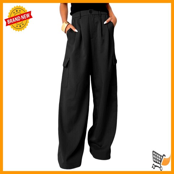 High Waisted Wide Leg Cargo Pants with Pockets Casual Work Wear